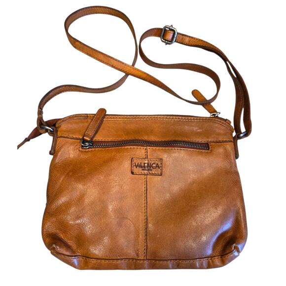 Velenca Holland Women's Woven Leather Crossbody Cognac Brown Purse Bag EUC Boho - Picture 3 of 13